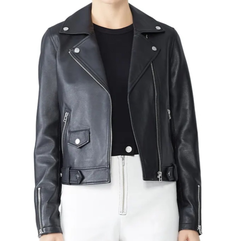 Slate willow size small leather moto Jacket